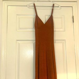 BURNT ORANGE SPARKLY BODY CON DRESS XS